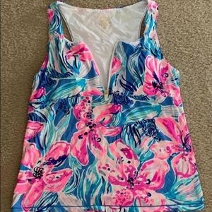 Large NWOT UPF 50+ Luxletic Kalila Bra Tank - Bennett Blue Hypes & Stripes